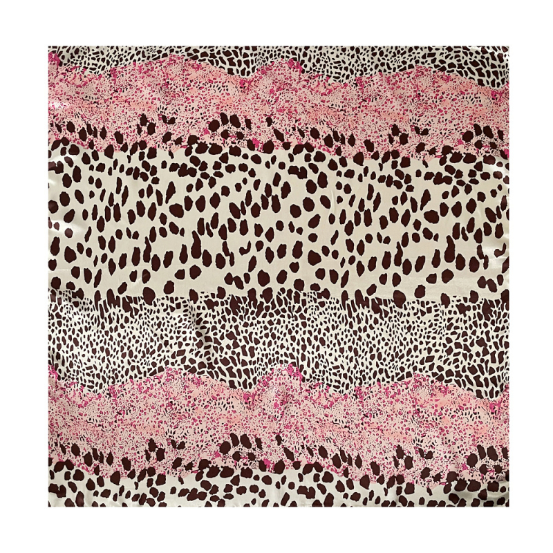 Šal s leopard uzorom, poliester satenski kvadratni šal, twill tkanje, tisak, podrijetlo Jinhua