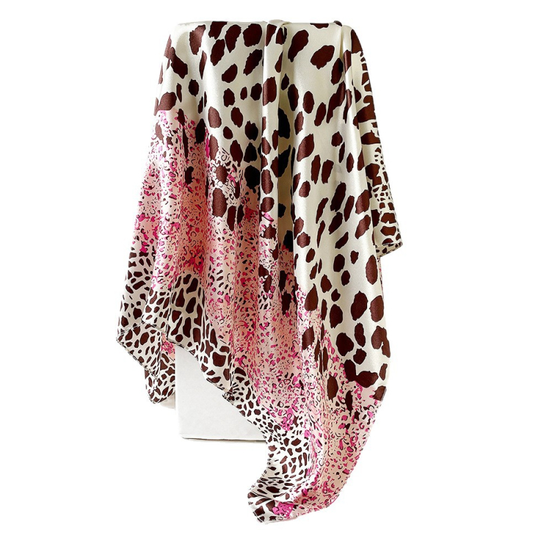 Šal s leopard uzorom, poliester satenski kvadratni šal, twill tkanje, tisak, podrijetlo Jinhua