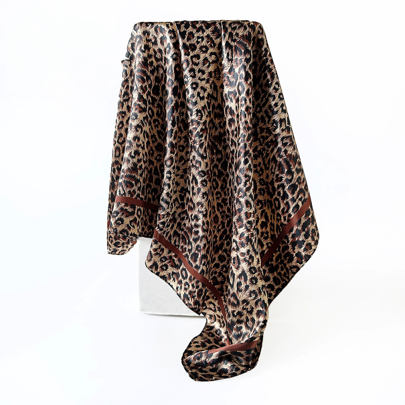 Šal s leopard uzorom, poliester satenski kvadratni šal, twill tkanje, tisak, podrijetlo Jinhua