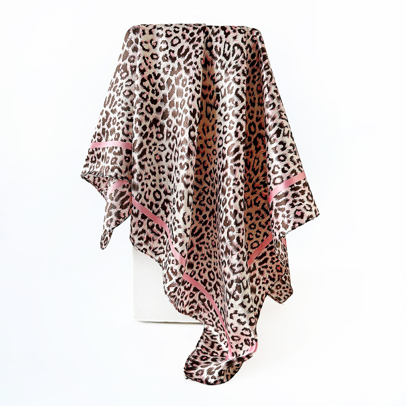 Šal s leopard uzorom, poliester satenski kvadratni šal, twill tkanje, tisak, podrijetlo Jinhua