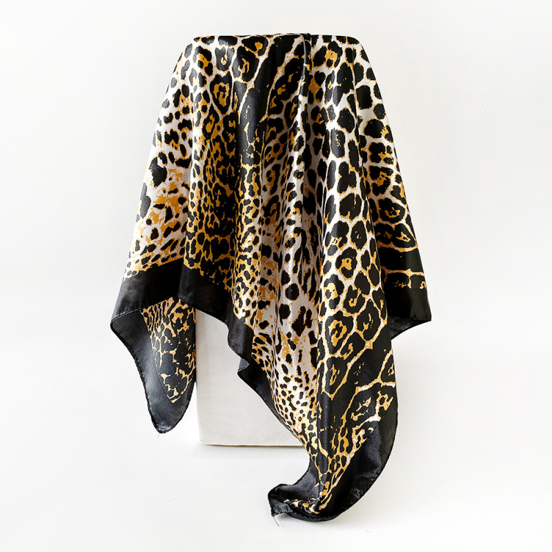 Šal s leopard uzorom, poliester satenski kvadratni šal, twill tkanje, tisak, podrijetlo Jinhua