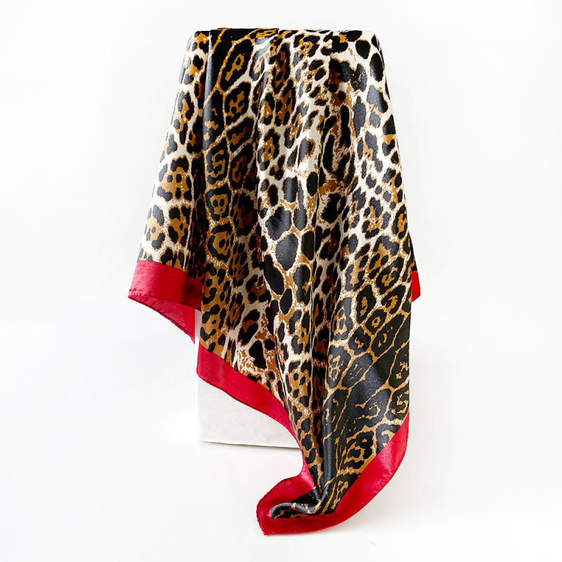 Šal s leopard uzorom, poliester satenski kvadratni šal, twill tkanje, tisak, podrijetlo Jinhua