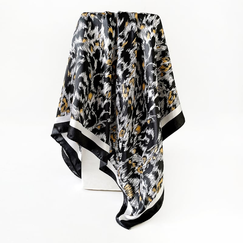 Šal s leopard uzorom, poliester satenski kvadratni šal, twill tkanje, tisak, podrijetlo Jinhua
