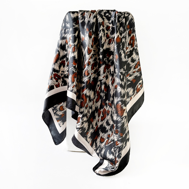 Šal s leopard uzorom, poliester satenski kvadratni šal, twill tkanje, tisak, podrijetlo Jinhua