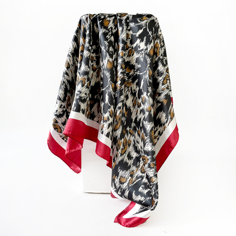 Šal s leopard uzorom, poliester satenski kvadratni šal, twill tkanje, tisak, podrijetlo Jinhua