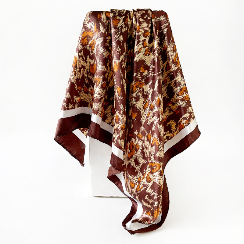 Šal s leopard uzorom, poliester satenski kvadratni šal, twill tkanje, tisak, podrijetlo Jinhua