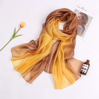 Șal din mătase de mulberry, gradient, tie-dye, tricot simplu, toamnă, accesoriu versatil