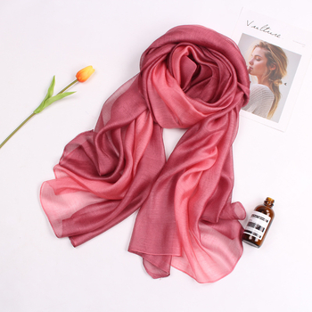 Șal din mătase de mulberry, gradient, tie-dye, tricot simplu, toamnă, accesoriu versatil