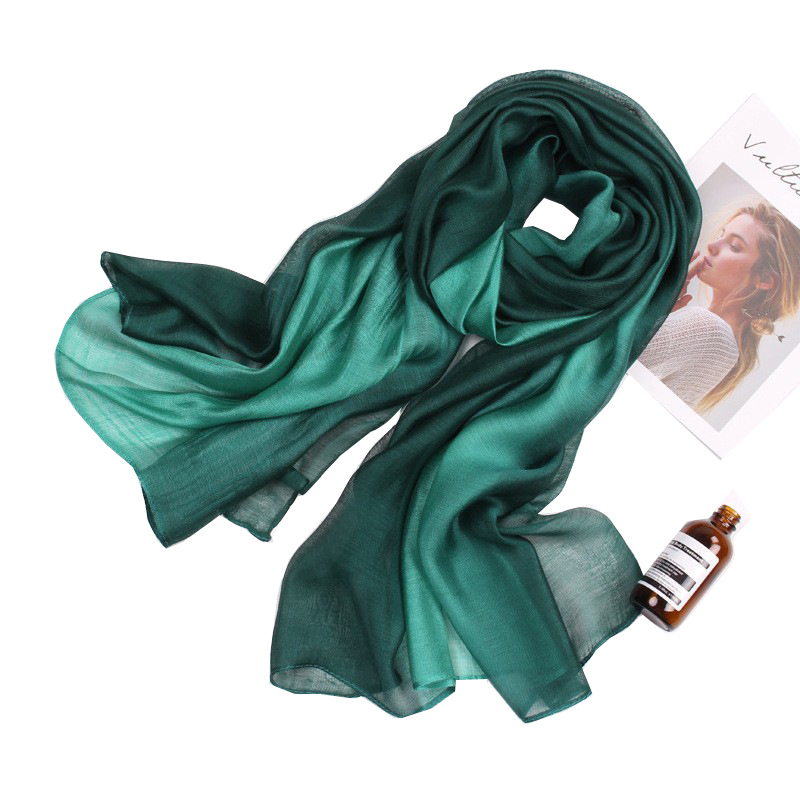 Șal din mătase de mulberry, gradient, tie-dye, tricot simplu, toamnă, accesoriu versatil