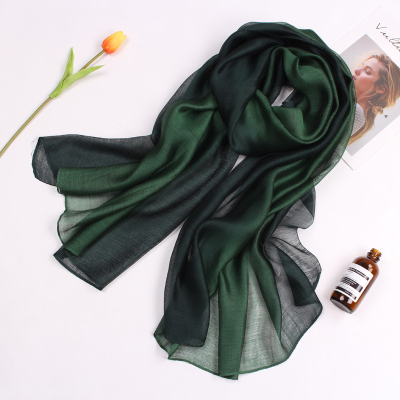 Șal din mătase de mulberry, gradient, tie-dye, tricot simplu, toamnă, accesoriu versatil