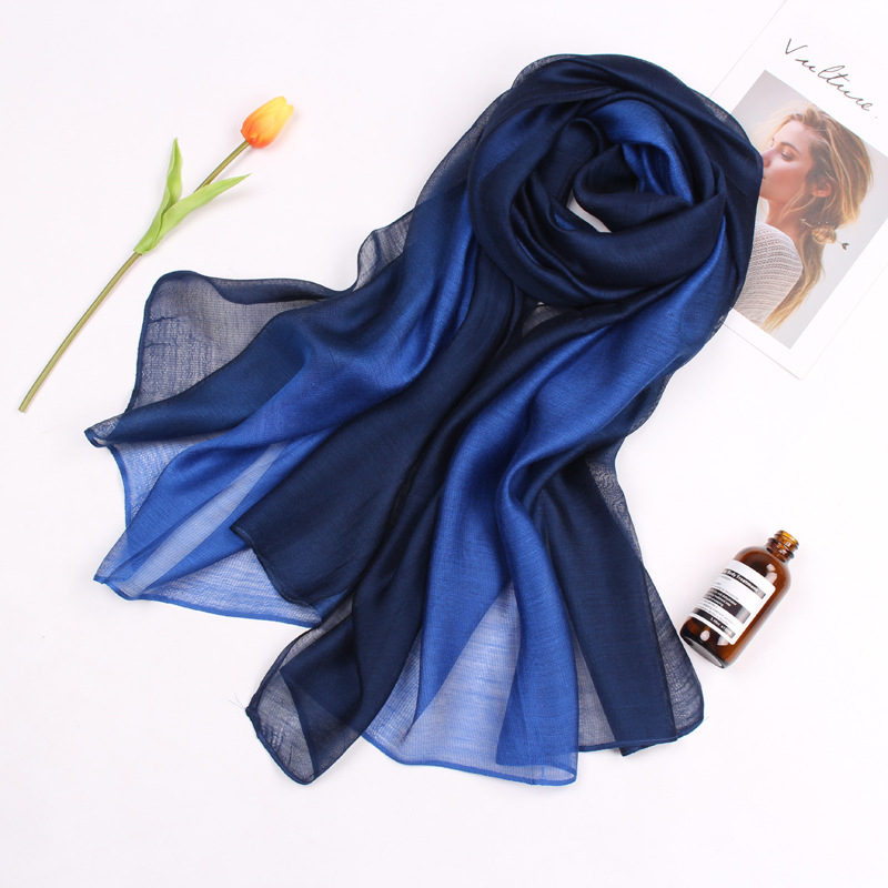 Șal din mătase de mulberry, gradient, tie-dye, tricot simplu, toamnă, accesoriu versatil