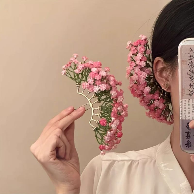 Clip de păr cu floare, Material: plastic//rășină, Stil: Natură, Formă: Floare, Ambalare: ambalaj individual, Lansare: toamnă 2025
