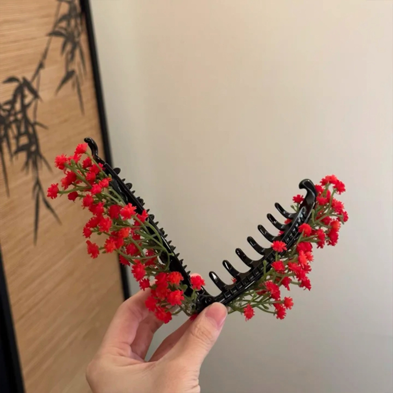 Clip de păr cu floare, Material: plastic//rășină, Stil: Natură, Formă: Floare, Ambalare: ambalaj individual, Lansare: toamnă 2025