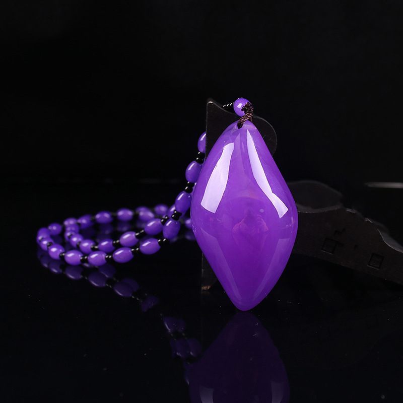 Geometrijski stakleni ogrlica s glaziranim privjeskom, kuglični lanac, Saijing Jewelry