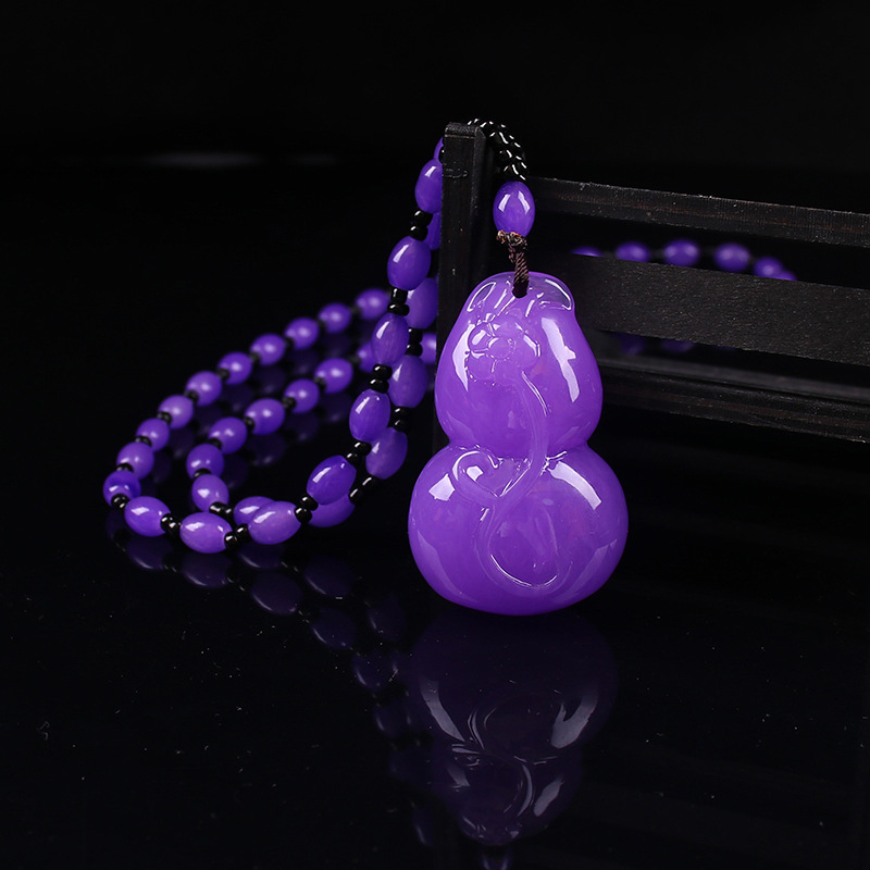 Geometrijski stakleni ogrlica s glaziranim privjeskom, kuglični lanac, Saijing Jewelry