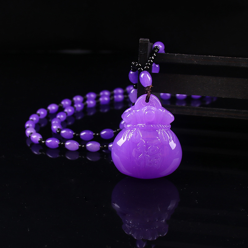 Geometrijski stakleni ogrlica s glaziranim privjeskom, kuglični lanac, Saijing Jewelry