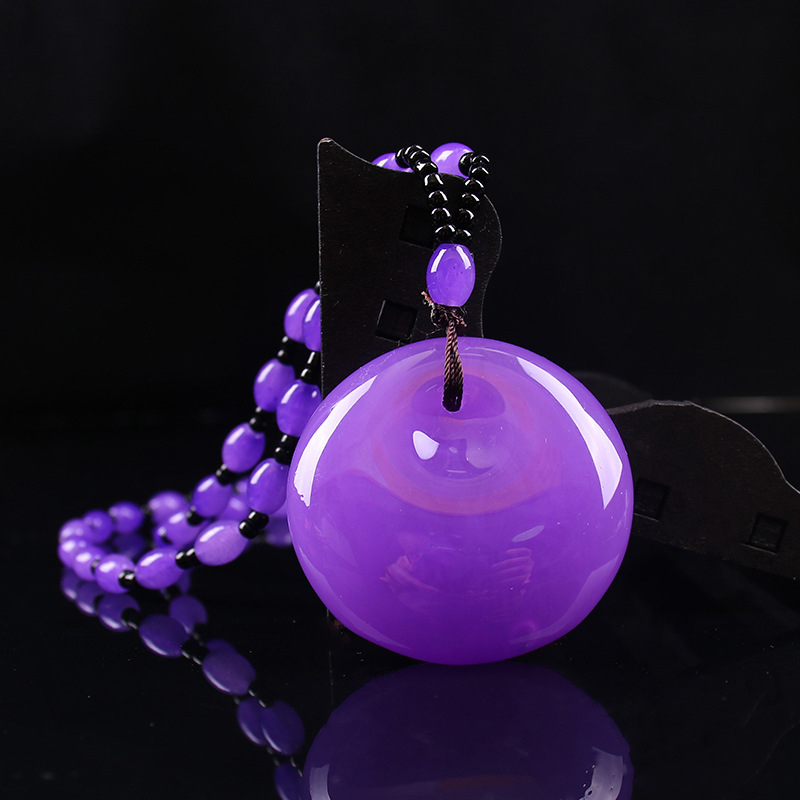 Geometrijski stakleni ogrlica s glaziranim privjeskom, kuglični lanac, Saijing Jewelry