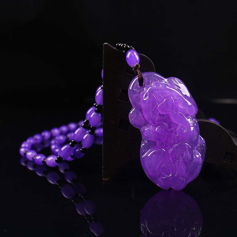 Geometrijski stakleni ogrlica s glaziranim privjeskom, kuglični lanac, Saijing Jewelry