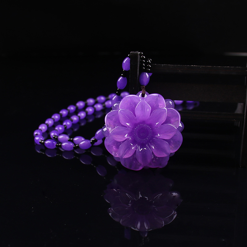 Geometrijski stakleni ogrlica s glaziranim privjeskom, kuglični lanac, Saijing Jewelry