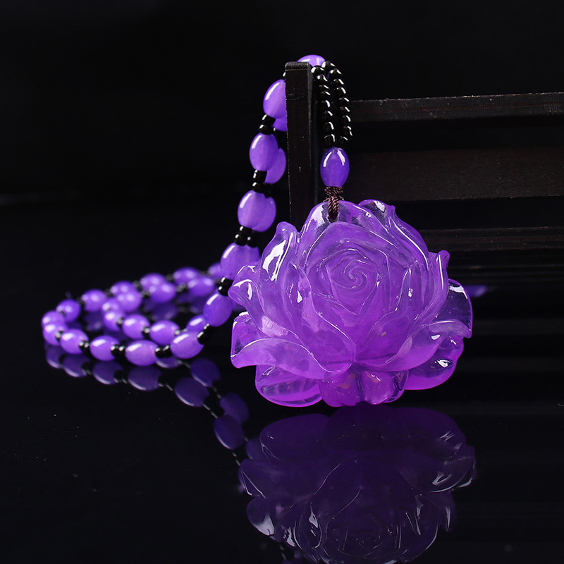 Geometrijski stakleni ogrlica s glaziranim privjeskom, kuglični lanac, Saijing Jewelry