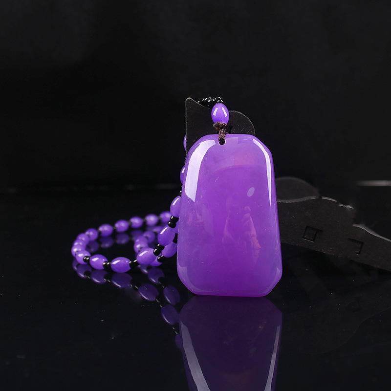 Geometrijski stakleni ogrlica s glaziranim privjeskom, kuglični lanac, Saijing Jewelry