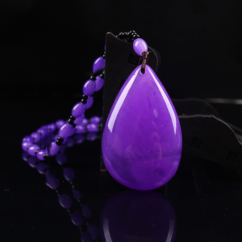 Geometrijski stakleni ogrlica s glaziranim privjeskom, kuglični lanac, Saijing Jewelry