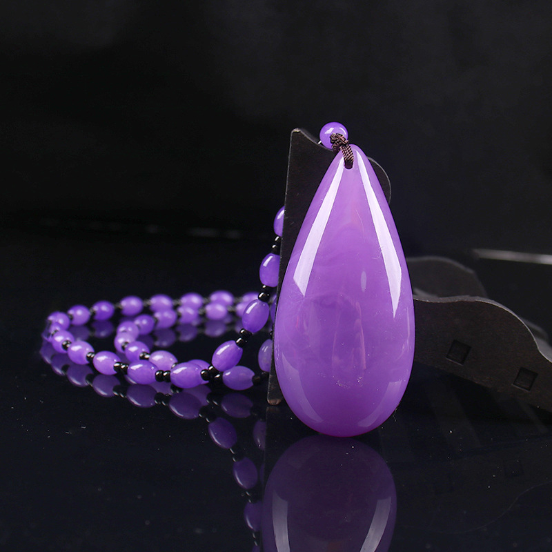 Geometrijski stakleni ogrlica s glaziranim privjeskom, kuglični lanac, Saijing Jewelry