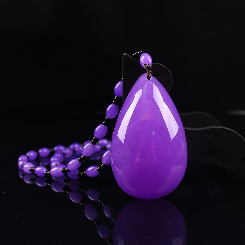 Geometrijski stakleni ogrlica s glaziranim privjeskom, kuglični lanac, Saijing Jewelry