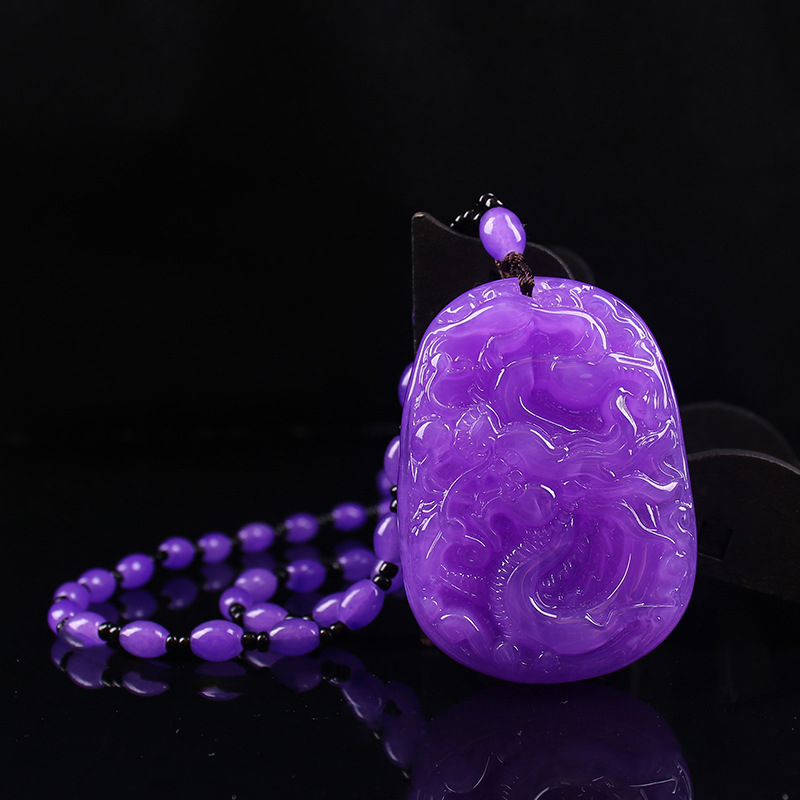 Geometrijski stakleni ogrlica s glaziranim privjeskom, kuglični lanac, Saijing Jewelry