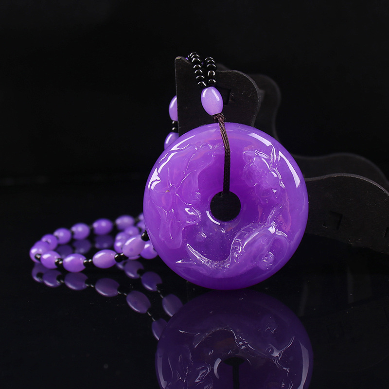 Geometrijski stakleni ogrlica s glaziranim privjeskom, kuglični lanac, Saijing Jewelry