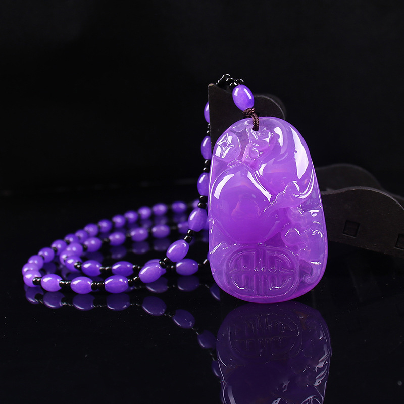 Geometrijski stakleni ogrlica s glaziranim privjeskom, kuglični lanac, Saijing Jewelry