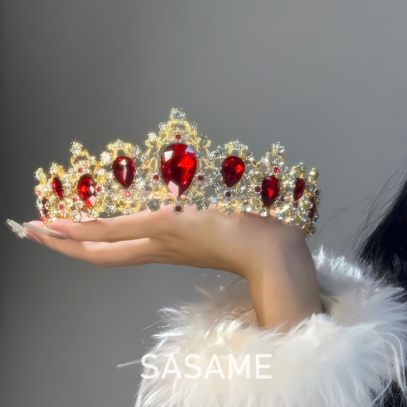Tiara de mireasă din aliaj, cu cristale Rhinestone, finisaj electroplacat, formă de coroană, accesoriu de nuntă