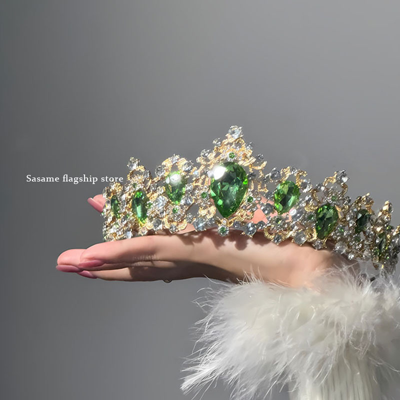 Tiara de mireasă din aliaj, cu cristale Rhinestone, finisaj electroplacat, formă de coroană, accesoriu de nuntă