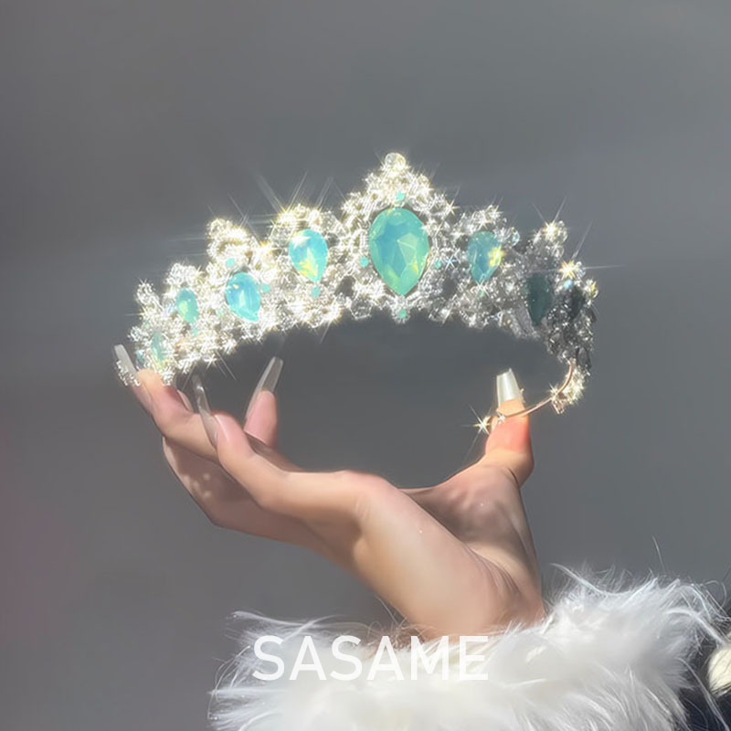 Tiara de mireasă din aliaj, cu cristale Rhinestone, finisaj electroplacat, formă de coroană, accesoriu de nuntă