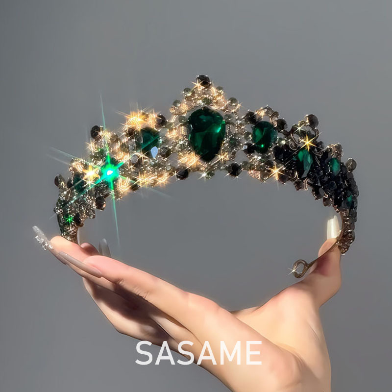 Tiara de mireasă din aliaj, cu cristale Rhinestone, finisaj electroplacat, formă de coroană, accesoriu de nuntă