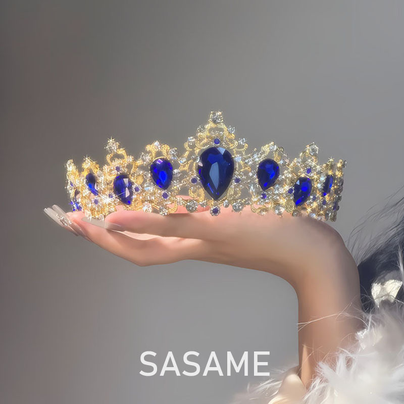 Tiara de mireasă din aliaj, cu cristale Rhinestone, finisaj electroplacat, formă de coroană, accesoriu de nuntă