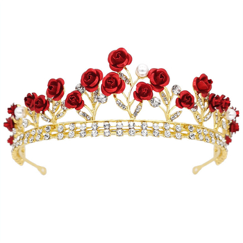 Diademă pentru copii, coroană de păr din aliaj, stil retro, placare electro, cristale albe