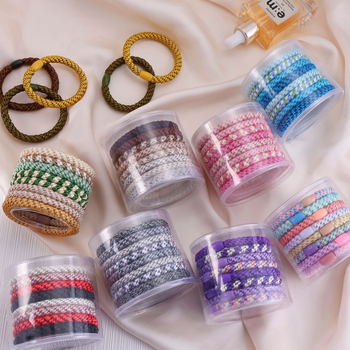 Koreanskog stila izdržljive debele elastične gumice za kosu – platnene, ručna izrada, za visoku punđu, jesen-zima