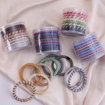 Koreanskog stila izdržljive debele elastične gumice za kosu – platnene, ručna izrada, za visoku punđu, jesen-zima