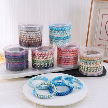 Koreanskog stila izdržljive debele elastične gumice za kosu – platnene, ručna izrada, za visoku punđu, jesen-zima