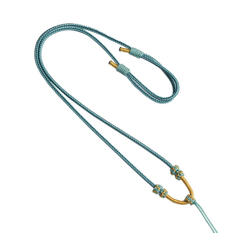 Virvės pakabukas kaklo vėrinys, rankų audimo, reguliuojamas virvė, Craftsman juvelyrika, ruduo 2024