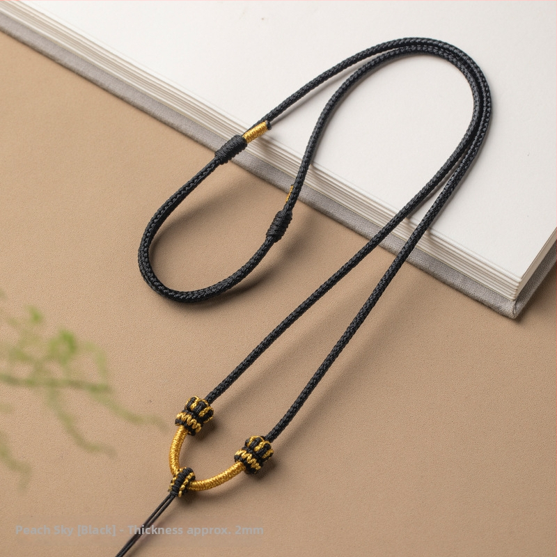 Virvės pakabukas kaklo vėrinys, rankų audimo, reguliuojamas virvė, Craftsman juvelyrika, ruduo 2024