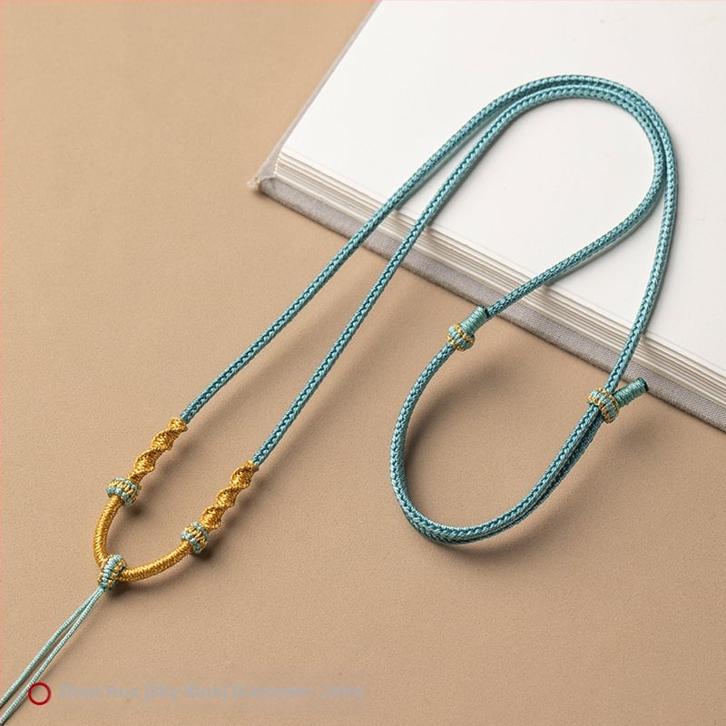 Virvės pakabukas kaklo vėrinys, rankų audimo, reguliuojamas virvė, Craftsman juvelyrika, ruduo 2024