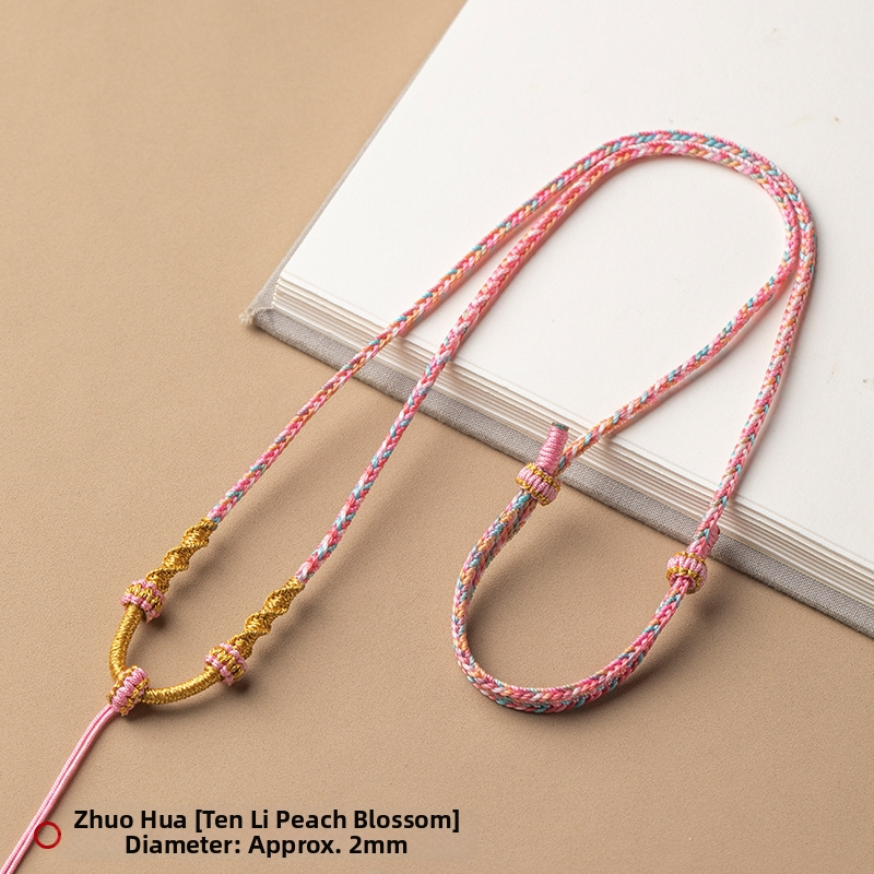 Virvės pakabukas kaklo vėrinys, rankų audimo, reguliuojamas virvė, Craftsman juvelyrika, ruduo 2024