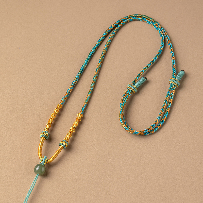 Virvės pakabukas kaklo vėrinys, rankų audimo, reguliuojamas virvė, Craftsman juvelyrika, ruduo 2024