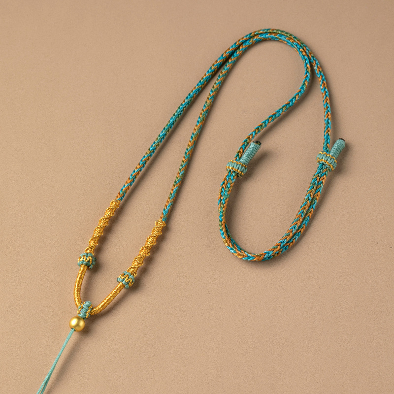 Virvės pakabukas kaklo vėrinys, rankų audimo, reguliuojamas virvė, Craftsman juvelyrika, ruduo 2024
