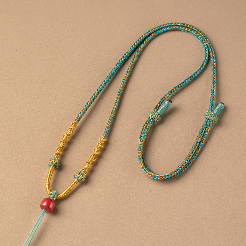 Virvės pakabukas kaklo vėrinys, rankų audimo, reguliuojamas virvė, Craftsman juvelyrika, ruduo 2024