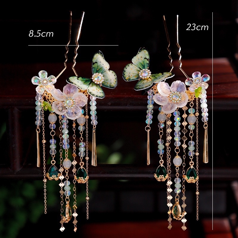 Matu aksesuārs — sakausējuma spārnu formas matu spraudnis, roku darbs, retro sievišķīgs stils, vasaras 2025 izlase