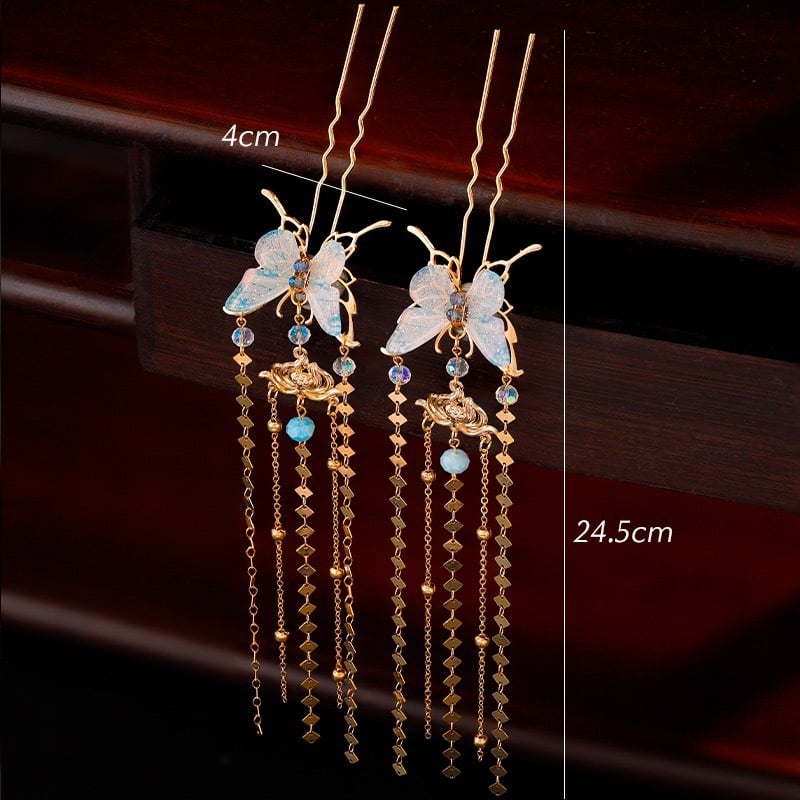 Matu aksesuārs — sakausējuma spārnu formas matu spraudnis, roku darbs, retro sievišķīgs stils, vasaras 2025 izlase