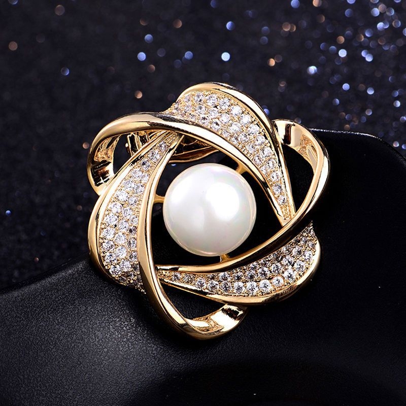 Broš s kristalima i čvorom u kutu, svestrana kopča za šalu i pin za kaput, svjež i sladak stil